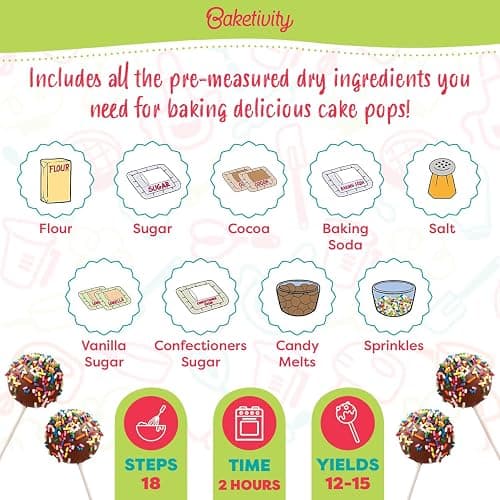 Baketivity Cake Pop Baking Kit with Stand, No Mold or Maker Needed | Certified Kosher, Includes Cake Pop Stand for Creative Arts and Crafts Fun with Kids thumbnail 3