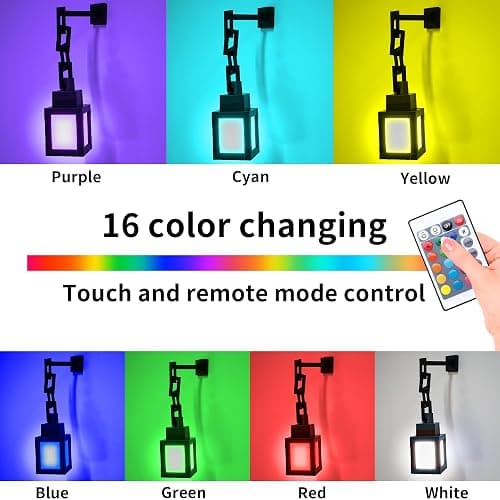 Pixelated Lantern Night Light - USB Rechargeable Night Lamp - 16 Colors LED Mood Light Touch Switch & Remote Control - Wall or Table Mounting Lights, Ideal for Room, Game Room Decor, Gifts for Boys thumbnail 2