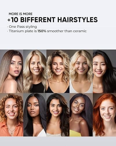 VANESSA PRO Flat Iron Hair Straightener, 100% Pure Titanium Flat Iron for One Pass to Achieve a Sleek Look, Curls Beautifully & Straightens Well - 1 inch thumbnail 6