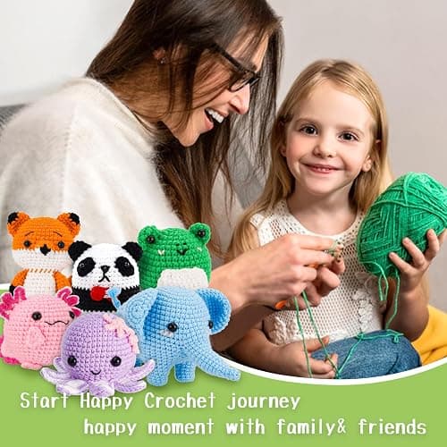 Gerute Crochet Kit for Beginners Adults Kids, Learn to Crochet with Step-by-Step Video Tutorials & Illustrated Guide, 40% More Yarn for 6 DIY Amigurumi Animal Projects, Complete Starter Supplies thumbnail 7