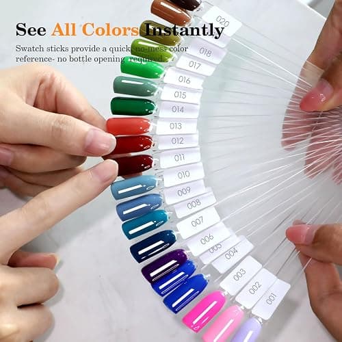 PEACECOLOR 100 Pcs Nail Swatch Sticks with Ring, 120 Blank Number & Box | Nail Color Swatches Display Kit, Protective Container Box, Clear Fan-Shaped Swatch for Nail Art Practice, Home and Salon thumbnail 6