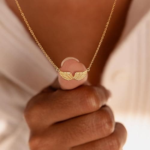Dremmy Studios Cross Pendant Necklace for Women 14K Gold Plated Cubic Zirconia Evil Eye Butterfly Angel Wing Disc Coin Necklace Minimalist Religious Faith Jewelry Gift for Women thumbnail 3