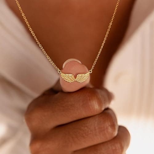 Dremmy Studios Cross Pendant Necklace for Women 14K Gold Plated Cubic Zirconia Evil Eye Butterfly Angel Wing Disc Coin Necklace Minimalist Religious Faith Jewelry Gift for Women thumbnail 4