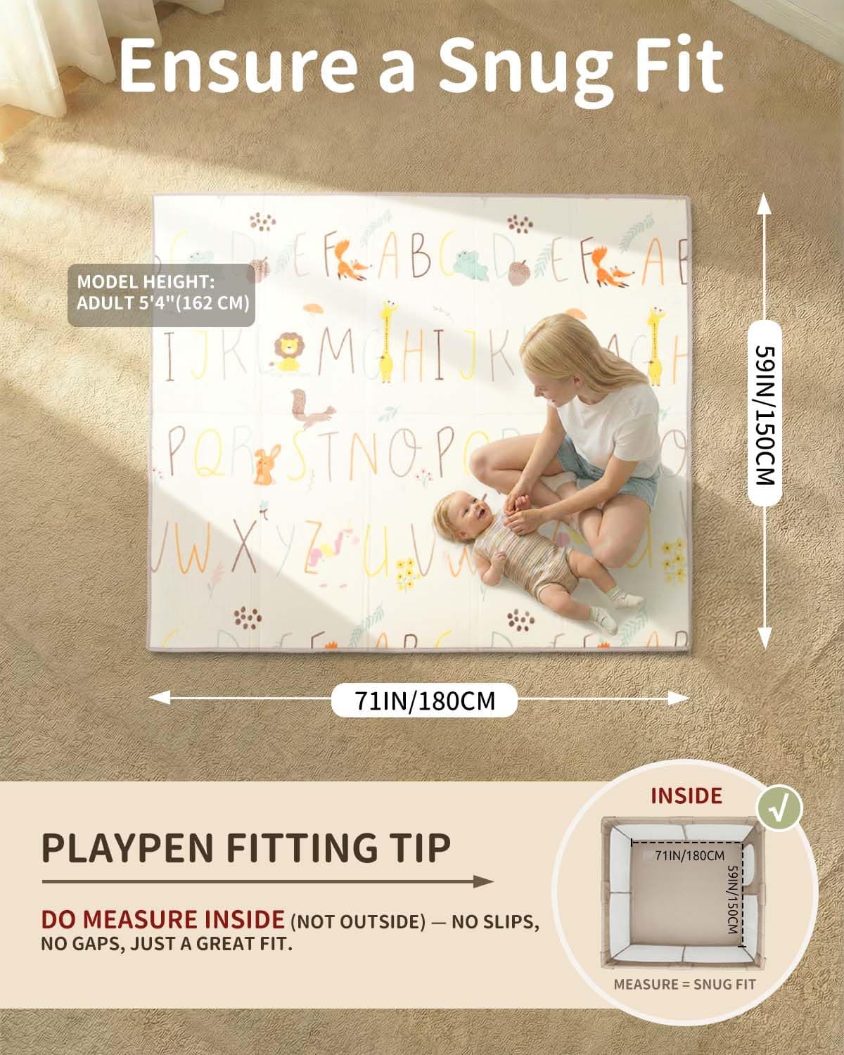 Joypony Baby Crawling Mat, 150 x 180 cm, Large Foldable Play Mat, Waterproof and Non-Slip Baby Play Mat with Carry Bag, Ideal for Babies and Toddlers, Alphabet thumbnail 6