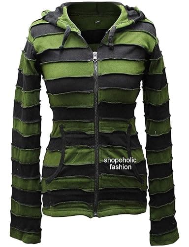 Shopoholic Fashion Women Outstitched Stripy Rib Hoodie - Image 1