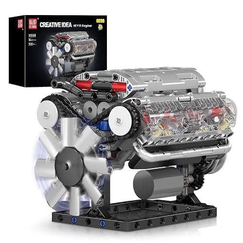 Mould King 10088 V8 Engine Model Kit - 535 Pcs to Build Your Own Mini Engine that Works, DIY STEM Mechanic Engineering Construction Set, Hobby Building Blocks Kit for Adults - Image 1