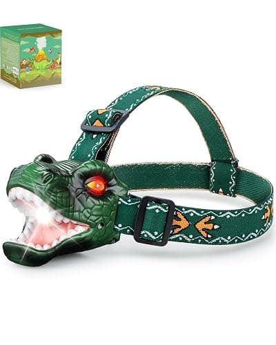 Niovexium LED Dinosaur Headlamp for Kids, Children's Toy Flashlight T-Rex Dinosaur Toys for Age 3 4 5 6 7 8 9 Years Old Kids, Camping Hiking Gear for Boys Girls - Image 1