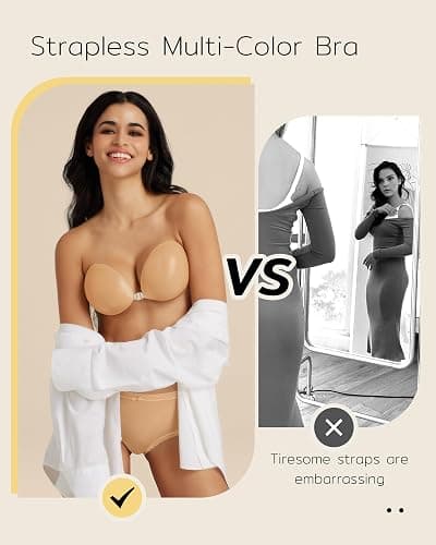 Niidor Adhesive Bra Strapless Sticky Invisible Push up Silicone Bra for Backless Dress thumbnail 3