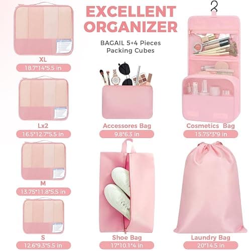 BAGAIL 9 Set Packing Cubes with Packing List Luggage Packing Organizers for Travel Accessories thumbnail 5