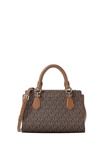 Michael Kors Marilyn Small Signature Logo Messenger Bag Brown PVC - Image 1