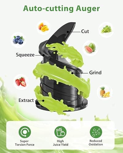 ECOSELF Juicer Machines - Wide Mouth Feed Chute with Self Feeding Hands-Free Design - Cold Press Juicer for Vegetables and Fruits - Juice Extractor Machine High Juice Yield - With Brush thumbnail 4