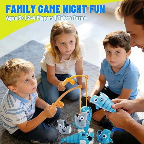 MINGKIDS Shark Fishing Game for Kids - Preschool Math Games for 3 Year Olds, Toddler Fine Motor Learning Toys, Fun Family Board Games for Boys and Girls Ages 3-5 thumbnail 4