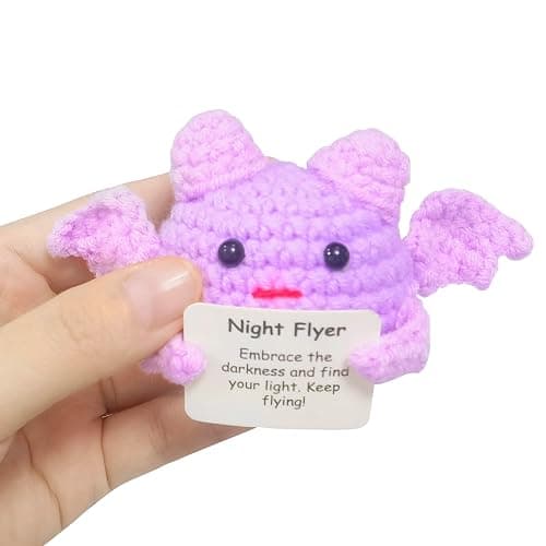 4 Psc Mini Funny Knitted Wool Halloween Toy with Positive Card - Creative Cute Crochet Doll Cheer Up Gift for Kids Girls Boys Parties Halloween Decoration Party Favor thumbnail 4