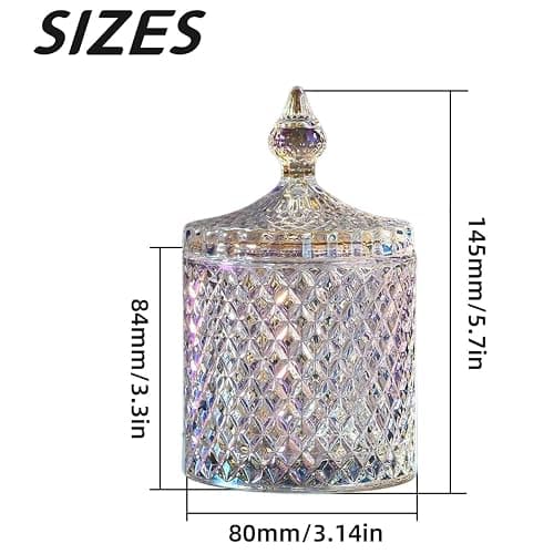 Saim Crystal Glass Jar with Lid, 2 PCS Decorative Candy Dishes 3.4inch Candy Cookie Jars,Buffet Biscuit Containers for Christmas Halloween Wedding Party - Multi-Color thumbnail 3