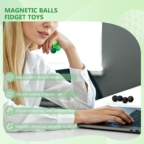 DGMDGS 8-Pack Silicone Magnetic Sensory Fidget Balls, Stress Relief Toys for Adults and Teens(14+), Suitable for Autism ADHD Anxiety, Office Desk Fun Tactile Toy(Pink) thumbnail 6