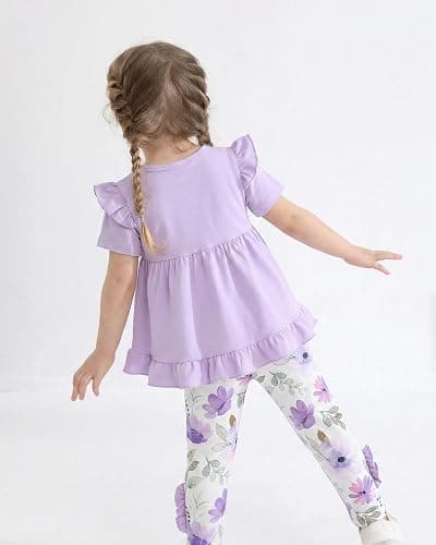 Weebaby Baby Girl Clothes Infant Toddler Girl Clothing Ruffle Shirt High Low Top Floral Allover Pant Little Girls Clothes thumbnail 5