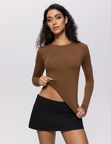 Women's Long Sleeve Shirts Crew Neck Slim Fitted Going Out Crop Casual Tops Basic Tees thumbnail 3