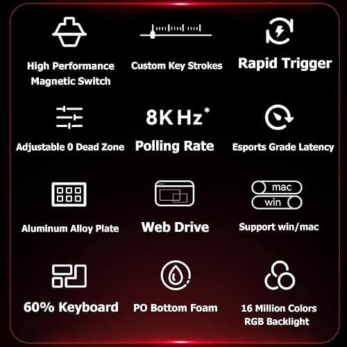Hyekit x FGG MADLIONS MAD 68 HE RGB 60% Wired Magnetic Switch Gaming Keyboard with Adjustable Actuation, 8000 Hz Polling Rate, Rapid Trigger Mode, Hall Effect Switches, for PC/Mac, White thumbnail 2