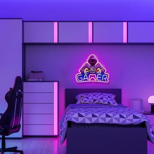 Kavaas Gamer Neon Sign, UV Printed Gaming Neon Sign for Gamer Room Decor - LED Video Game Neon Lights for Bedroom Boys, Gaming Wall decor - Best Gamer Gifts for Teenage Boys, Christmas thumbnail 6