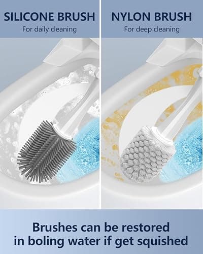 Electric Toilet Brush and Holder Set, Leebein 8 in 1 Electric Toilet Bowl Cleaning Kit with 8 Replaceable Brushes, Hard Nylon Brush and Soft Silicone Brush, 6 Refills Disposable Cleaner Brush thumbnail 4