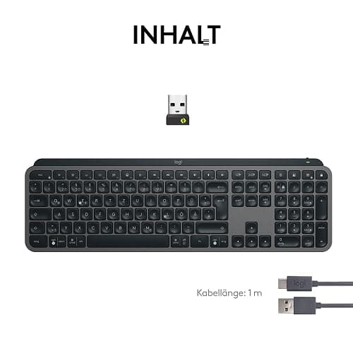 Logitech MX Keys S kabellose Tastatur, Low Profile, Fluid Quiet Typing, Programmable Keys, Backlighting, Bluetooth, USB C Rechargeable, für Windows PC, Linux, Chrome, Mac, Deutsches QWERTZ - Grau thumbnail 9