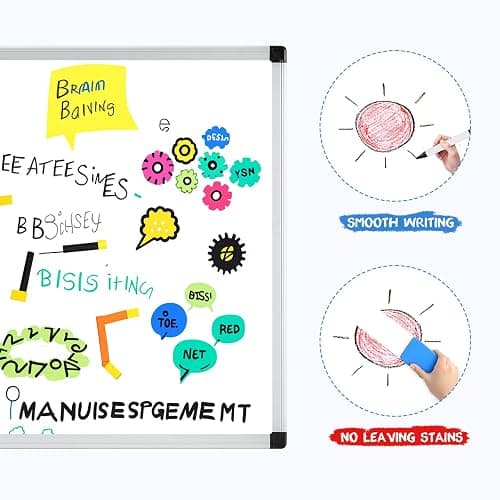 DUMOS Magnetic Whiteboard Kit for Wall 36" x 24", Dry Erase Board with 1 Dry Eraser & 2 Multicolor Markers & 4 Magnetic Pins, Sliver Reinforced Aluminum Frame for Home, School, Office thumbnail 3