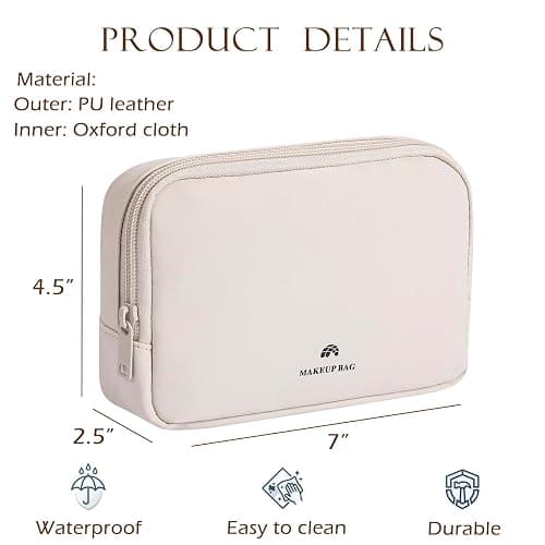 Lestikave Small Travel Makeup Bag Case Organizer for Purse(01Beige) | Portable Lightweight Cosmetic Bag with Compartment, Toiletry Pouch Design for Skincare, Toiletries & Essentials thumbnail 3