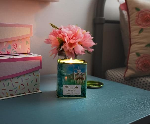 Disney Princess Home Collection Tiana 11-Ounce Scented Tea Tin Candle with Water Lily Aromatic Fragrance | 28-Hour Burn Time | Home Decor Housewarming Essentials, Cute Gifts and Collectibles thumbnail 5