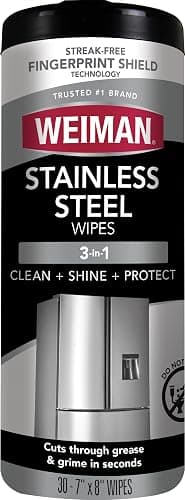 Weiman Stainless Steel Cleaner & Polisher, 30 Ct Wipes, Kitchen Appliance | Anti Fingerprint, Tetrachloroethylene (PCE) Free, Removes Water Spots & Grease, No Streaks or Residue, Metal Polish, Chrome, - Image 1