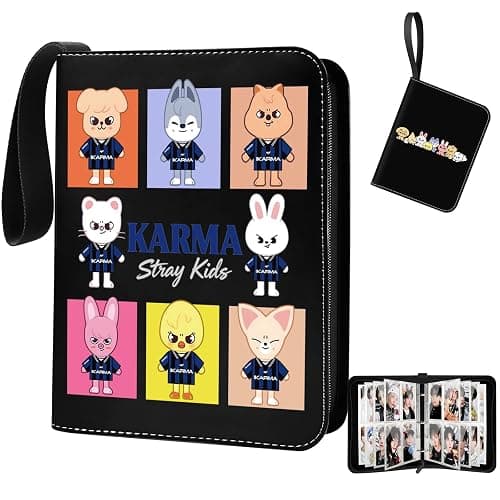 Stray Kids Fotokarten 400 Taschen, Kpop-Sammelalbum mit 4 Fächern, insgesamt 50 Seiten, Süßer Cartoon-Fotokartenordner, Idol-Cartoon-Fotoschutzalbu - Image 1