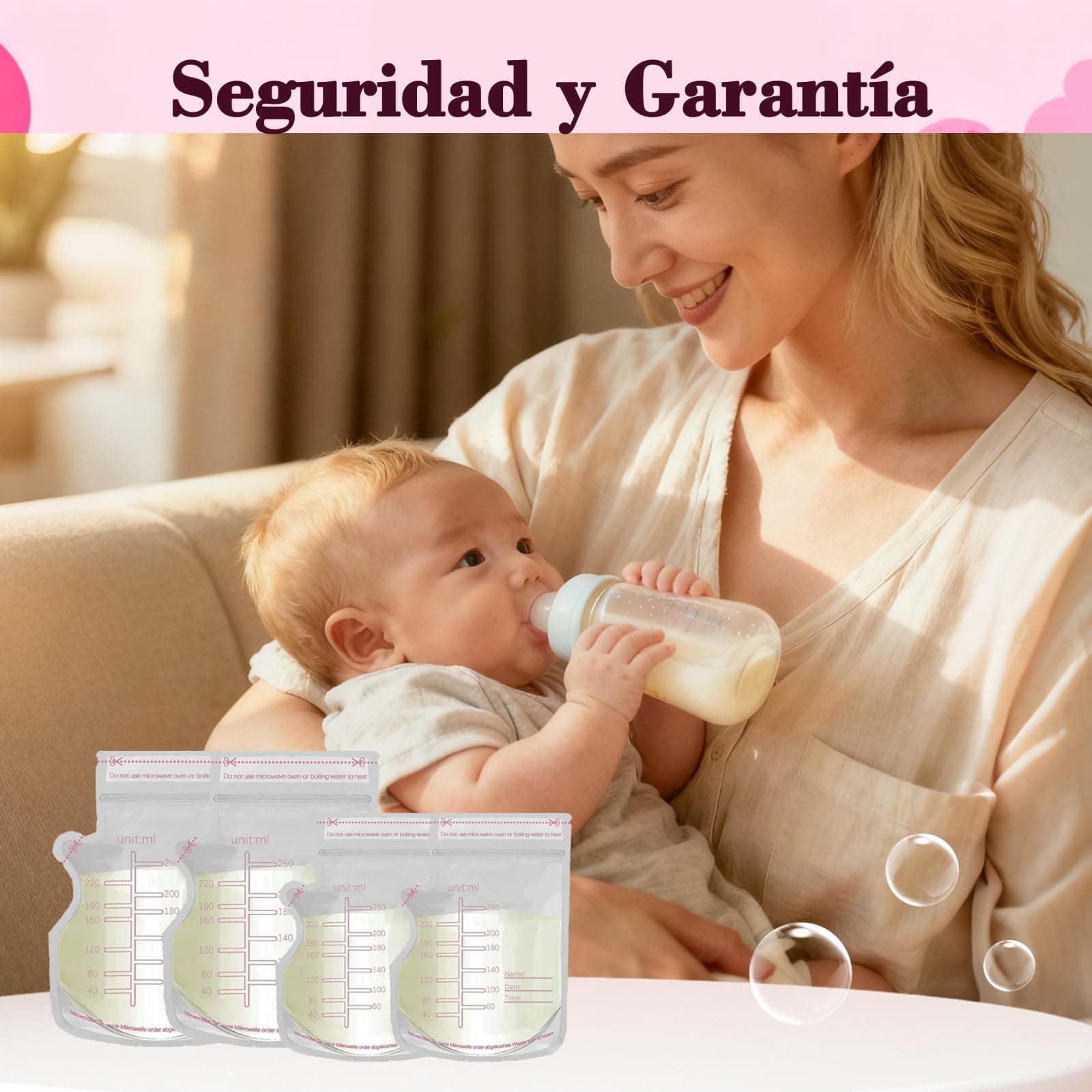 240 Pzas Bolsas para Leche Materna 250ml,Recolector de Leche Materna Doble Sello Antifugas con Bolígrafo,Autoplanchables y Preesterilizadas,Para Congelador,Refrigeración y Recolector de Leche (240PCS) thumbnail 6