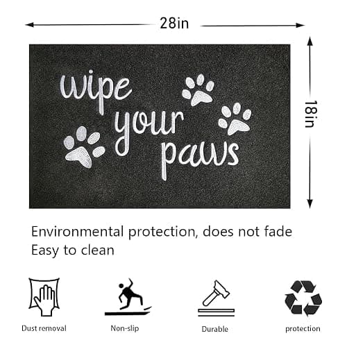 HLFMVWE Welcome Mats for Front Door Wipe Your Paws Funny Doormat, Durable Natural Rubber Non Slip Back Mat Indoor Doormats Dog Doormats Mats for Entryway Porch Black Mat thumbnail 3