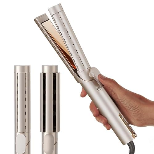 TYMO AIRQ Dual-Size Airflow Flat Iron Curling Iron 1 1/2 Inch to 2 Inch | Hair Straightener and Hair Curler 2 in 1, Beach Waves, Nano Titanium, 300 Million Ionic, Gold - Image 1
