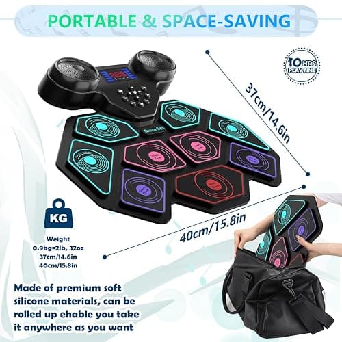 Electronic Drum Set - YUOIOYU Electric Drum Set Roll Up Portable Drum Kit MIDI Practice Drum Pad with Dual Built-in Speaker, Drum Sticks and Pedals, Christmas Birthday Gift for Kids Adult thumbnail 5