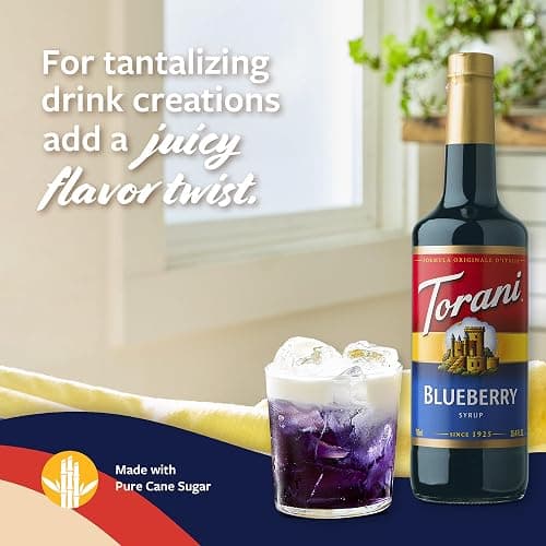 Torani Blueberry Syrup for Drinks, Flavoring for Iced Tea, Lemonade, Sodas, and Cocktails, Glass Bottle with Pump Included, 25.4 Fl Oz thumbnail 4