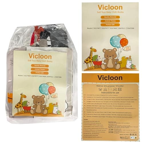 Vicloon Cloth Books - 3D Touch Feel High Contrast Baby Books, Soft Books with Crinkle for Infants & Toddlers (Rabbit) thumbnail 8