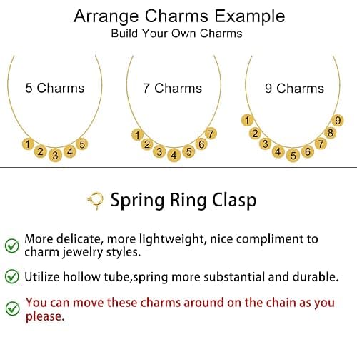 Build Your Own Custom Gold Charm Necklace, Statement Vintage Style Chunky Paperclip Link Chain Necklace for Women, Name Initial Charms thumbnail 3