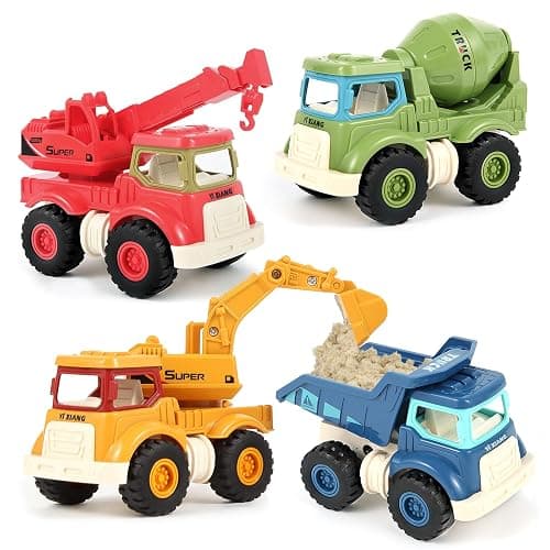 Olbyefly Construction Toys for 2 3 4 5 Years Old Boys Girls Kids Toddlers, Sandbox Excavator Toy Construction Truck Toys Vehicles Dump Crane Cement Mixer Truck, Christmas Birthday Gifts - Image 1