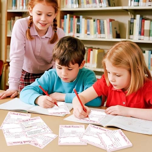 L1rabe Book Review Mini Sticky Notes - 6P Spring Easter Gift Pink Self Stick Note Pads Reading Tracker for Book Lover Readers, 300 Sheets Small Notepads Reading Log Stickers for Bookish Bookworm Gift thumbnail 4