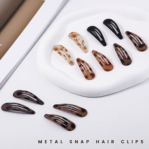 Cptots Small Hair Barrettes For Women No Slips Metal Snap Clips For Thin And Fine Hair,Matte Black Tortoiseshell,20 PCS,1.97 x 0.5 Inch. thumbnail 3