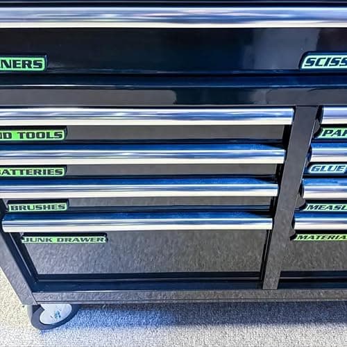 12 Pack of Magnetic Toolbox Labels, 3D-Printed Tool Box Labels, General Tool Box Organize Accessories, Reusable Tags for Steel Toolboxes, Carts, Drawers, and Cabinets(Black) thumbnail 4