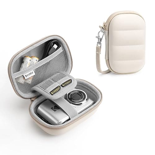 YINKECASE Digital Camera Case Compatible with CAMKORY DC403/ KODAK PIXPRO FZ55/ FZ45/ STUOGYUM DC402-AF, Small Hard Shell Bag with SD Card Storage for Travel (Beige - Image 1