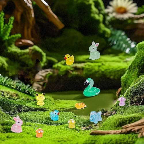 WIURGOHA 80pcs Luminous Mini Resin Animals,10 Styles Tiny Animal Glow in The Dark Miniature Resin Animal Figures Bulk,Mini Ducks Animals for Fairy Garden Micro Landscape Aquarium Dollhouse Decor thumbnail 4