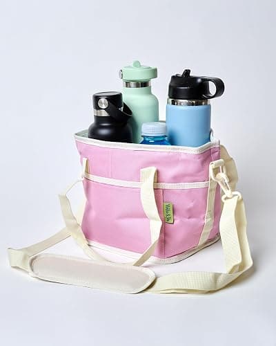 NoNa & Bee 4 Water Bottle Holder with Strap | Family Size 4 Compartment Drink Bag, Multiple Tumbler Carrier Caddy | Adjustable Fits Large & Small Drinks | Hands Free, Won't Tip Over in Car thumbnail 3