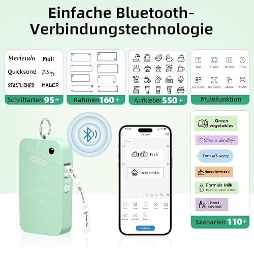 ORGSTA S001 Etikettendrucker Selbstklebend Etikettiergerät Bluetooth 2000 mAh Etikettiermaschinen Beschriftungsgerät Ettikettiergeraet Label Printer Sticker Maker Weihnachten thumbnail 4