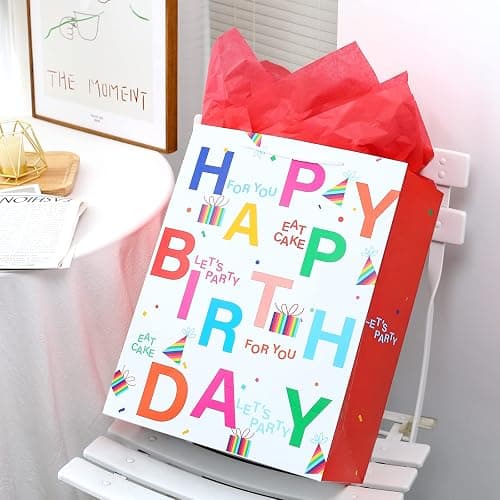 Birthday Gift Bag with Handle and Tissue Paper, 12 Pcs Gift Bags Assorted Sizes and Designs, Large, Medium, Small Size Birthday Gift Bag for Boys, Girls, 13”, 9” ) thumbnail 7