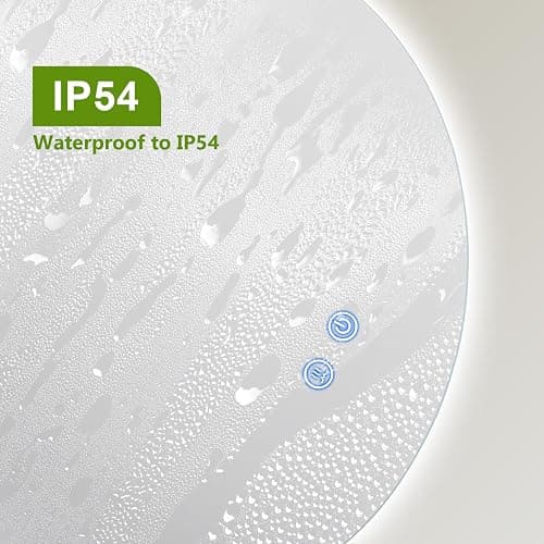 CROWNSHOP LED Bathroom Mirror, 85X52cm Touch Control, 3 Colour Dimmable Light, Anti-Fog, Wall Mounted, IP54 thumbnail 6