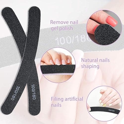 URAQT 15pcs Lime à Ongles Professionnelle, limes à ongles professionnelles double-face Grain 100/180 pour Manucure Cosmétique, Salon de Coiffure, Animaux Domestiques, Maison thumbnail 7