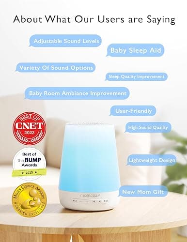 Momcozy White Noise Machine,Sound Machine for Baby Adults with 7 Colour Night Light,34 Soothing SoundsTherapy for Sleeping Nursery, White Noise APP Control,Timer,USB Rechargeable,Office Home Travel - white thumbnail 3