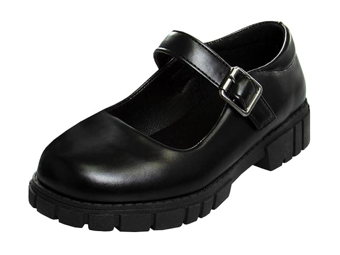 French Toast Girls Round Toe Ankle Strap Maryjane School Shoes - Mary Jane Chunky Platform Oxford Dress Shoe Pumps - Black/Navy/Brown (Size 12-5 Little Kid/Big Kid) - Image 1